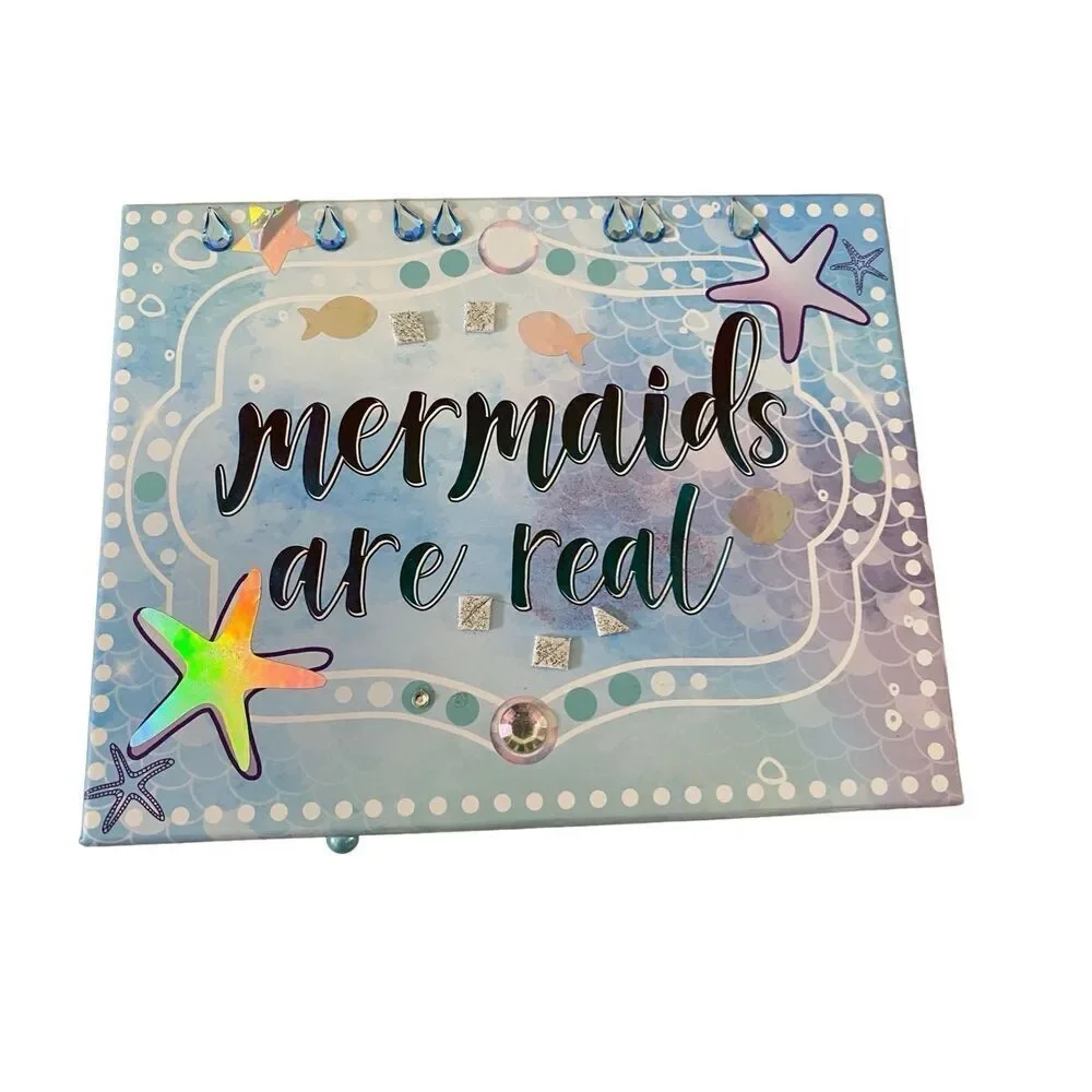 Mermaids Are Real Triple Compartment Jewelry Box Pullout Drawers